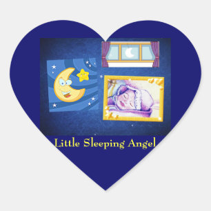 Little Sleeping Angel Heart Stickers