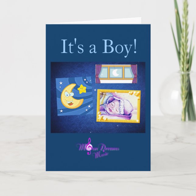 Little Sleeping Angel It's a Boy! Greeting Card (Front)