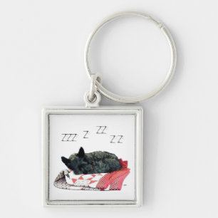 Little Sleeping Scottie Dog Key Ring