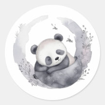 Little Sleepy Watercolor Baby Panda Bear