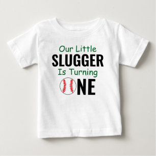 Little Slugger Baseball 1st Birthday Baby T-Shirt