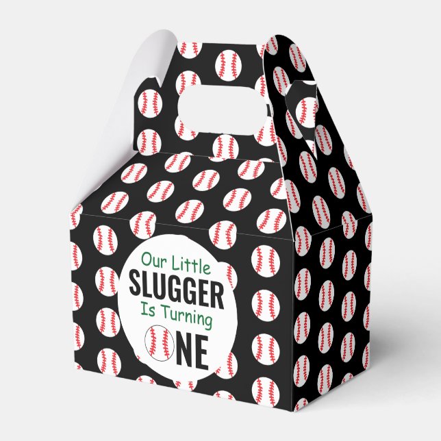 Little Slugger Baseball 1st Birthday Favour Box (Front Side)