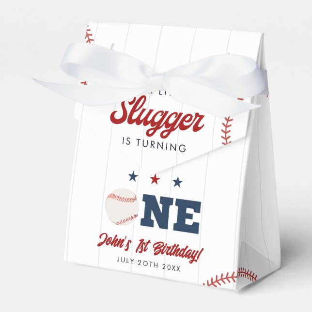 Little Slugger Baseball 1st Birthday Favour Box (Front Side)