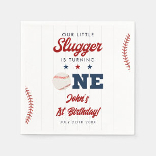 Little Slugger Baseball 1st Birthday Napkin