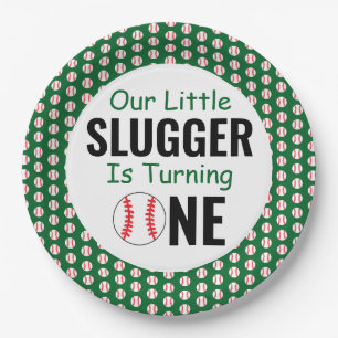 Little Slugger Baseball 1st Birthday Paper Plate