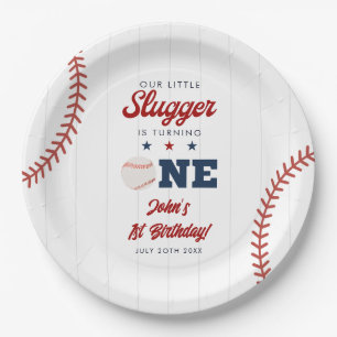 Little Slugger Baseball 1st Birthday Paper Plate