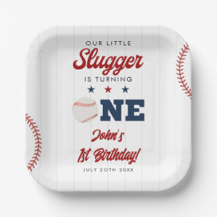 Little Slugger Baseball 1st Birthday Paper Plate