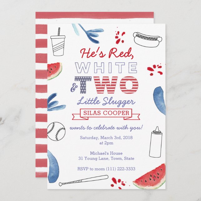 Little Slugger Baseball 2nd Birthday Invitation (Front/Back)