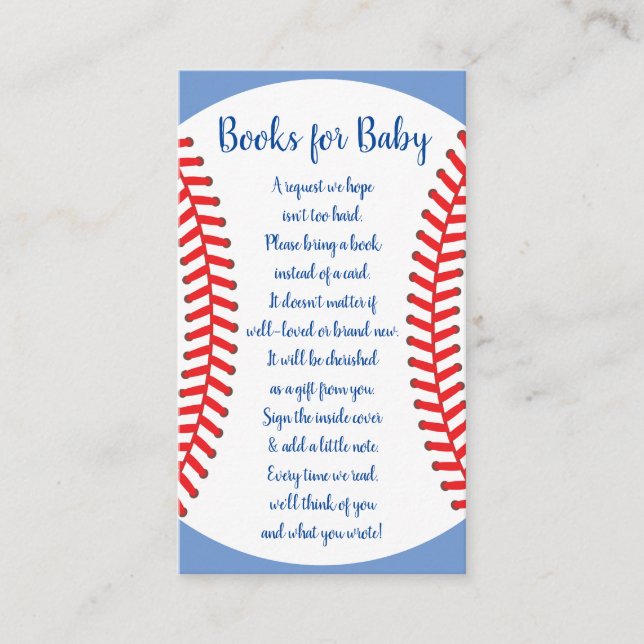 Little Slugger Baseball Baby Shower Books for Baby Enclosure Card (Front)