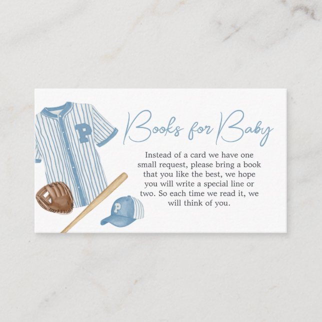Little Slugger Baseball Baby Shower Books for Baby Enclosure Card (Front)