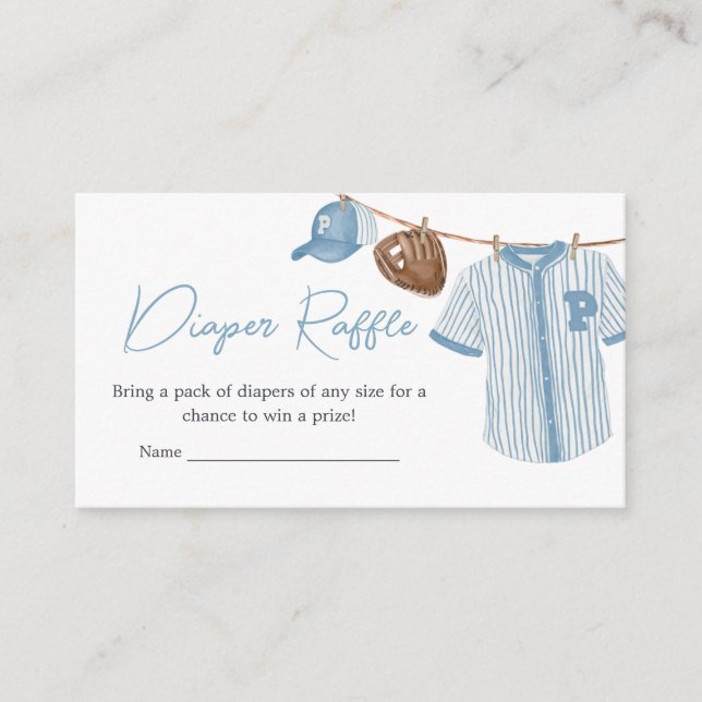 Little Slugger Baseball Baby Shower Diaper Raffle Enclosure Card (Front)