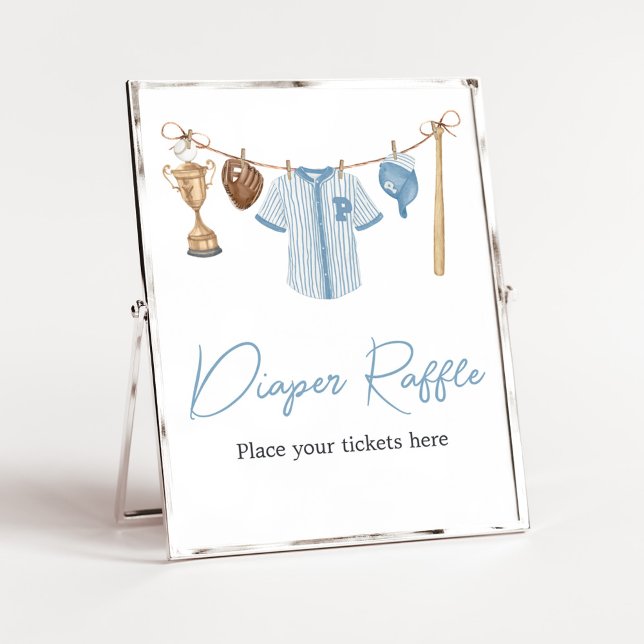Little Slugger Baseball Baby Shower Diaper Raffle Poster (Baseball Little Slugger Baby Shower Diaper Raffle Sign)