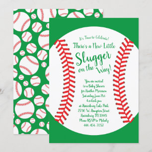 Little Slugger Baseball Baby Shower Gender Neutral Invitation