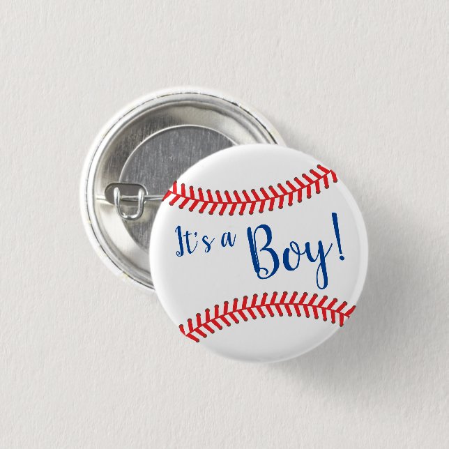 Little Slugger Baseball Baby Shower It's a Boy 3 Cm Round Badge (Front & Back)