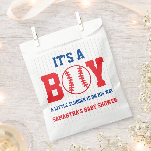 Little Slugger Baseball Boy Baby Shower Favour Bags (Clipped)