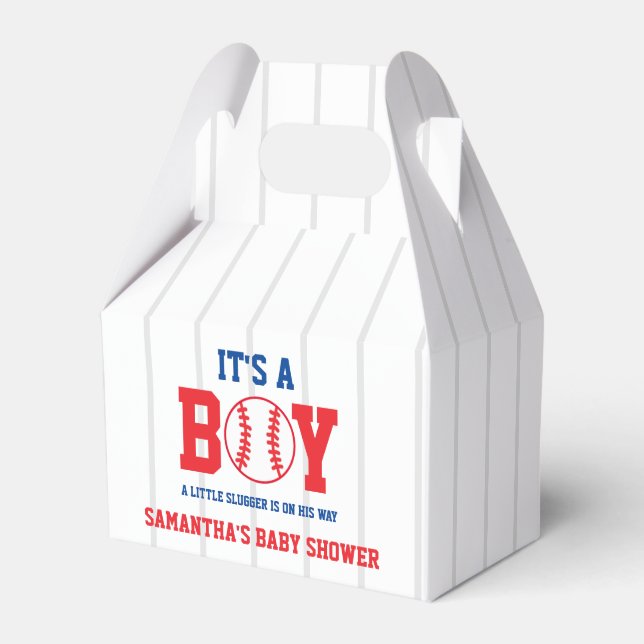 Little Slugger Baseball Boy Baby Shower Favour Box (Front Side)