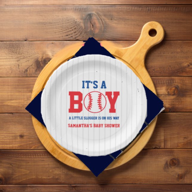 Little Slugger Baseball Boy Baby Shower Paper Plate (Creator Uploaded)
