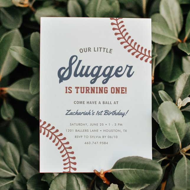 Little Slugger Baseball Boys 1st Birthday Party Invitation (Creator Uploaded)
