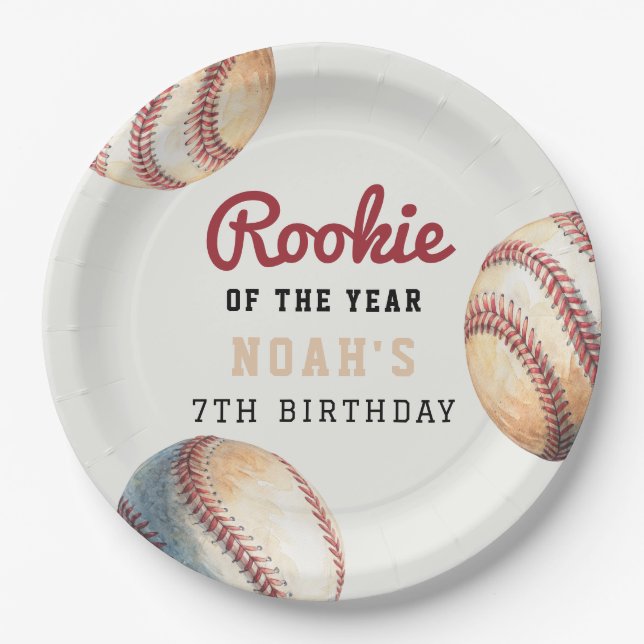 Little Slugger Baseball Party Paper Plate (Front)
