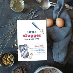 Little Slugger Baseball Shirt Bottle Baby Shower Invitation