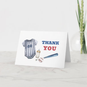 Little Slugger Baseball Shirt Bottle Baby Shower  Thank You Card