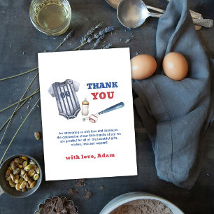 Little Slugger Baseball Shirt Boy Baby Shower Thank You Card