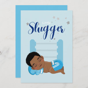Little slugger boy baby Announcement Card