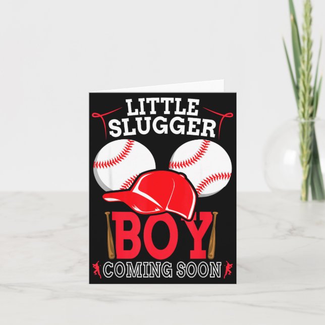 Little Slugger Boy Coming Soon Baby Announcement B (Front)