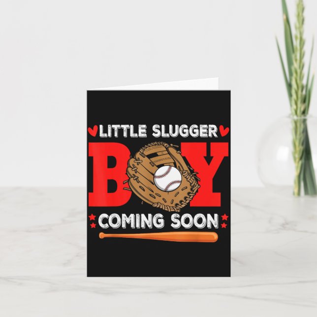 Little Slugger Boy Coming Soon Baby Announcement B (Front)