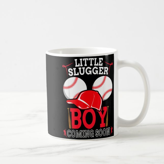 Little Slugger Boy Coming Soon Baby Announcement B Coffee Mug (Right)