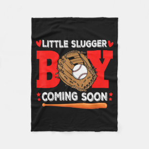 Little Slugger Boy Coming Soon Baby Announcement B Fleece Blanket