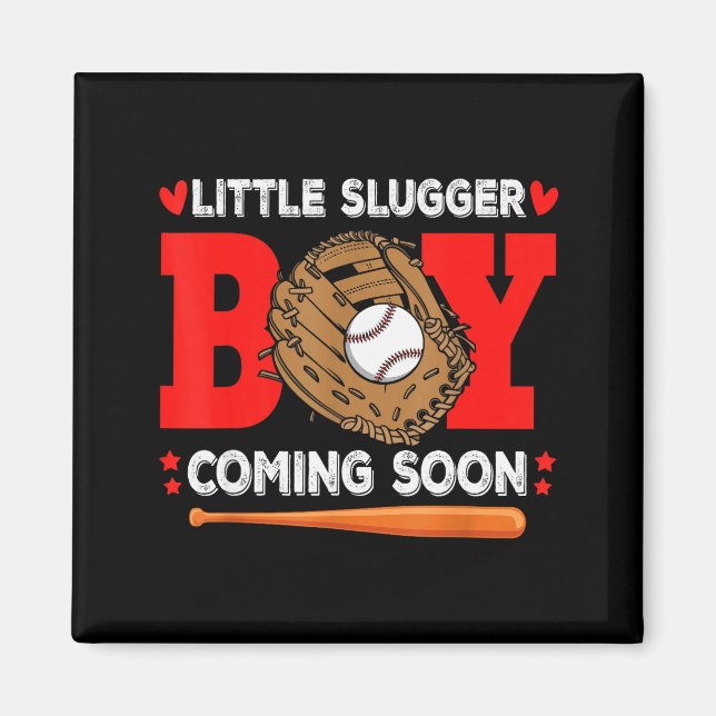 Little Slugger Boy Coming Soon Baby Announcement B Magnet (Front)