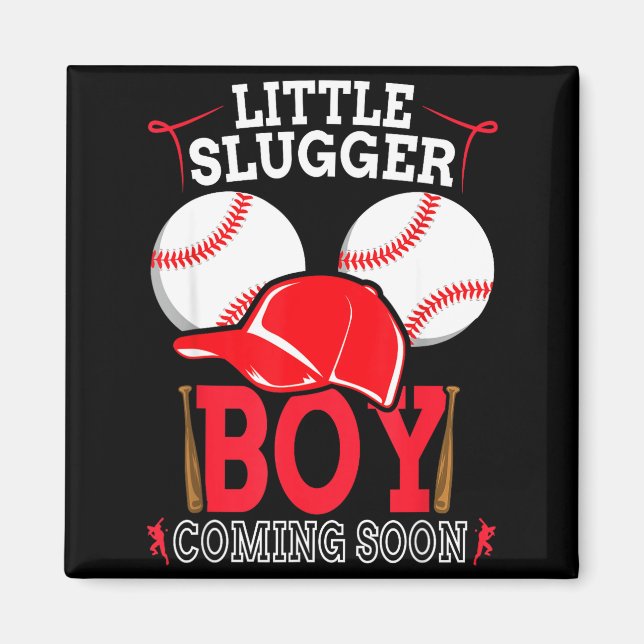 Little Slugger Boy Coming Soon Baby Announcement B Magnet (Front)