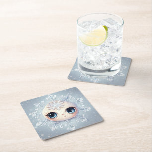 Little Snowflake 1 Square Paper Coaster