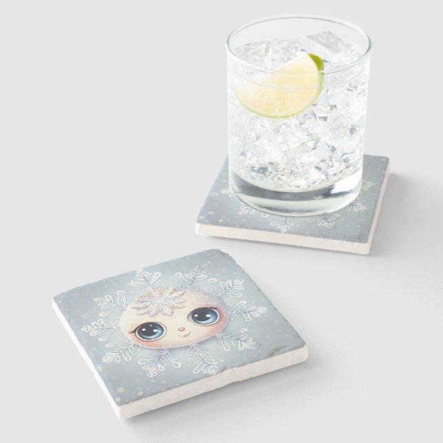 Little Snowflake 1 Stone Coaster (Side)
