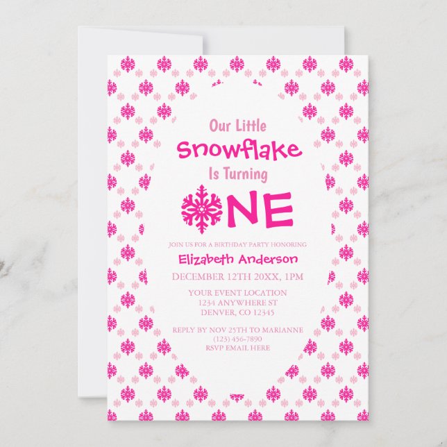 Little Snowflake 1st Birthday Invitation (Front)