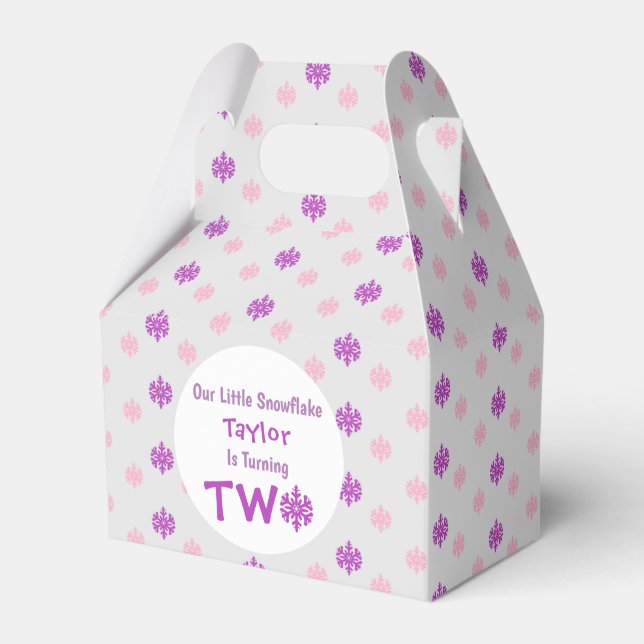 Little Snowflake 2nd Birthday Favour Box (Front Side)