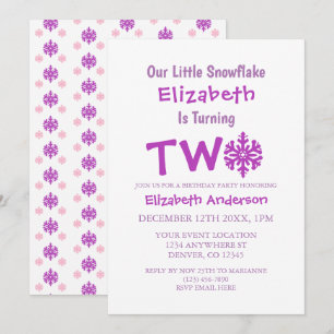 Little Snowflake 2nd Birthday Invitation