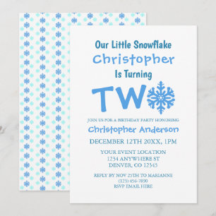 Little Snowflake 2nd Birthday Invitation