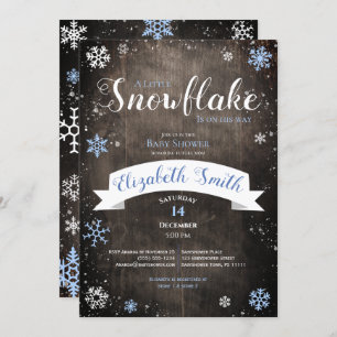 Little snowflake baby boy babyshower invitation