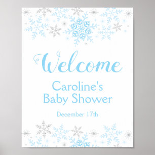 Little Snowflake Baby Boy Shower Welcome Sign