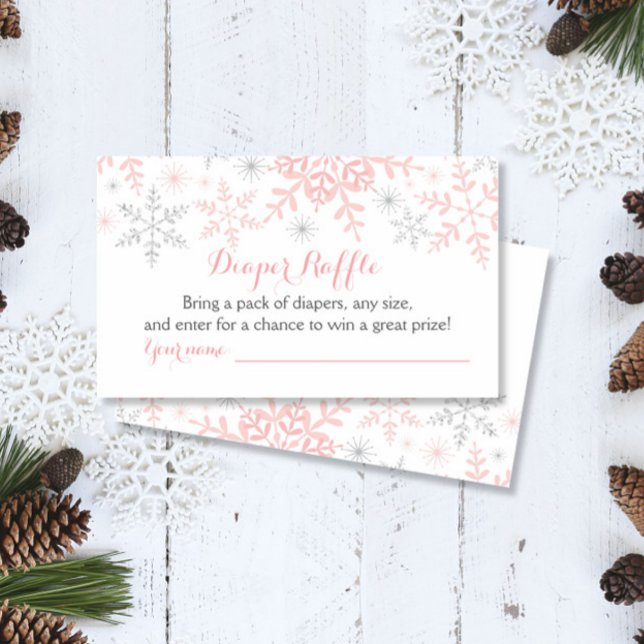Little Snowflake Baby Shower Diaper Raffle Ticket Enclosure Card (Creator Uploaded)
