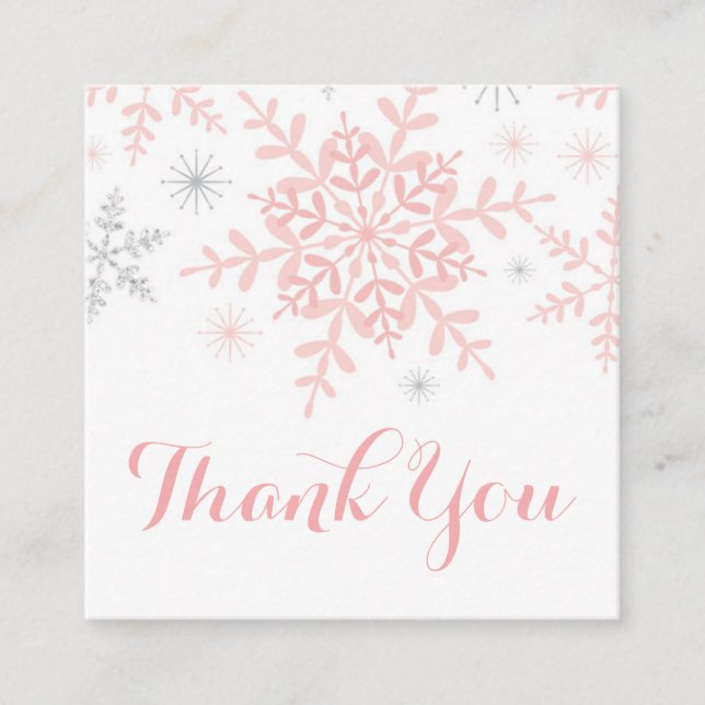 Little Snowflake Baby Shower Favour Tag Pink Silve (Front)