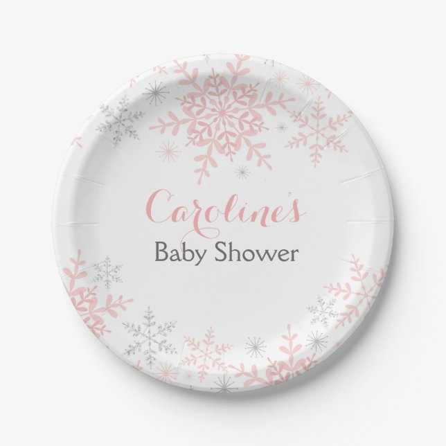Little Snowflake Baby Shower Paper Plate (Front)
