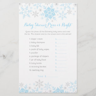 Little Snowflake Baby Shower price Game Flyer