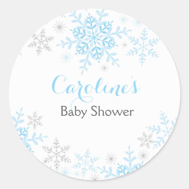 Little Snowflake Baby Shower Round Sticker (Front)