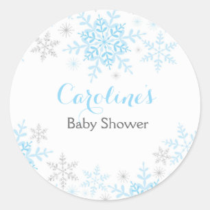 Little Snowflake Baby Shower Round Sticker