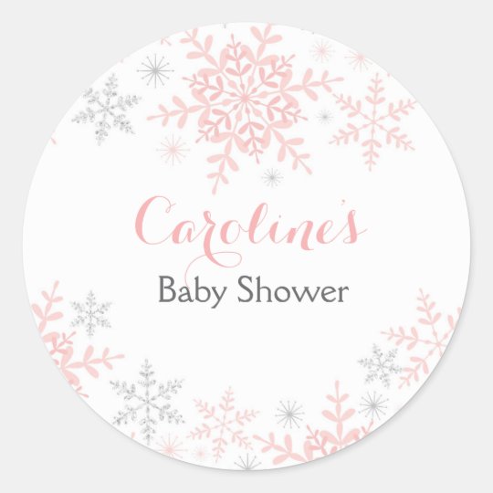Little Snowflake Baby Shower Round Sticker