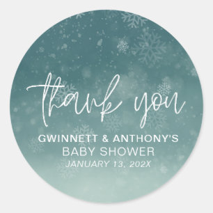 Little Snowflake Baby Shower Thank You Classic Round Sticker