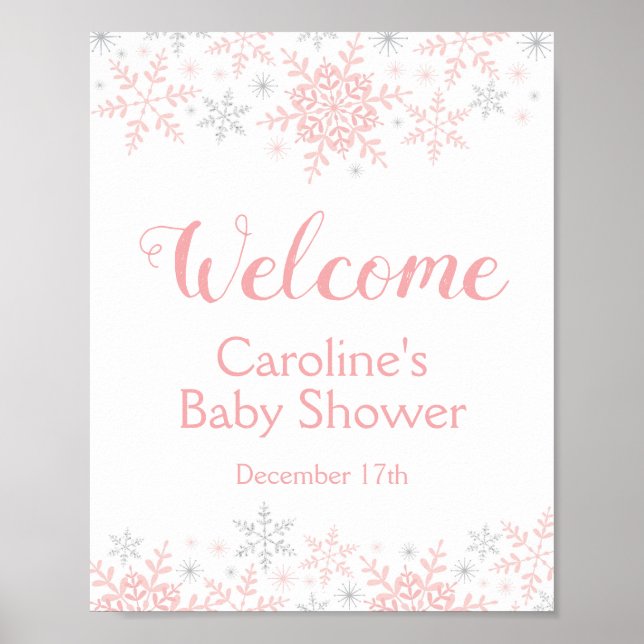 Little Snowflake Baby Shower Welcome Sign (Front)